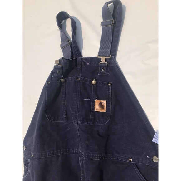 Vintage 90s Carhartt Men Overalls R27 MDT Blue 44x30 Limited Edition Double Knee - Picture 1 of 14